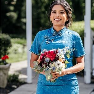 Chic Blue Floral Cheongsam